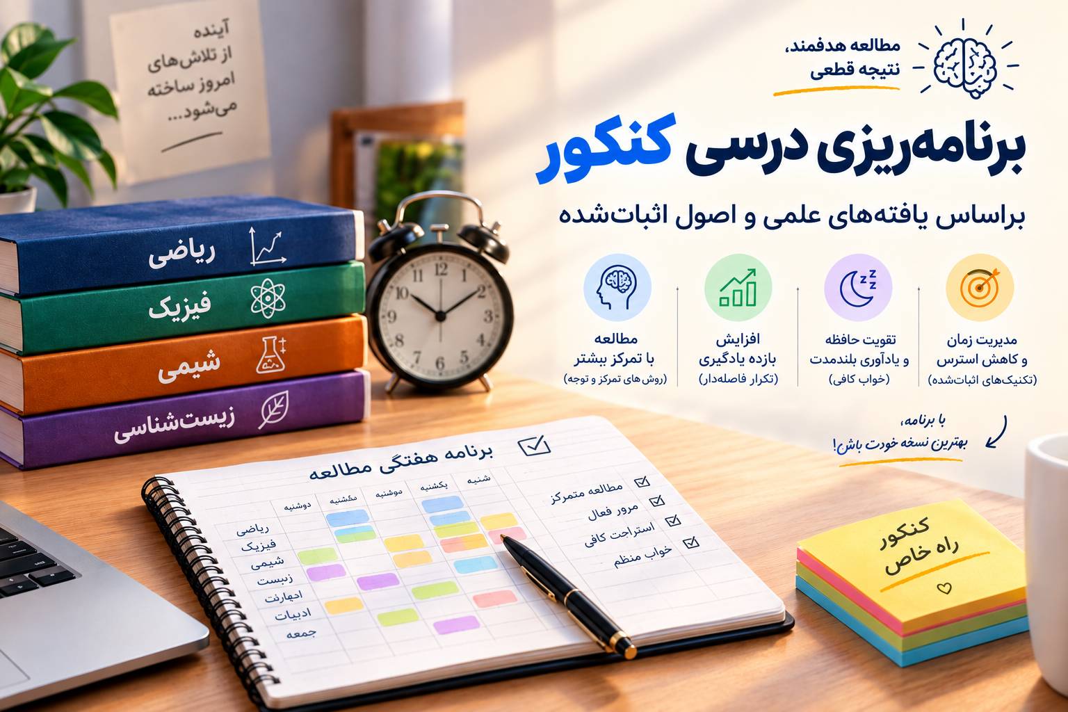 You are currently viewing برنامه‌ریزی کنکور بدون فرسودگی؛ چطور یک برنامه علمی طراحی کنیم که تا آخر سال دوام بیاورد؟